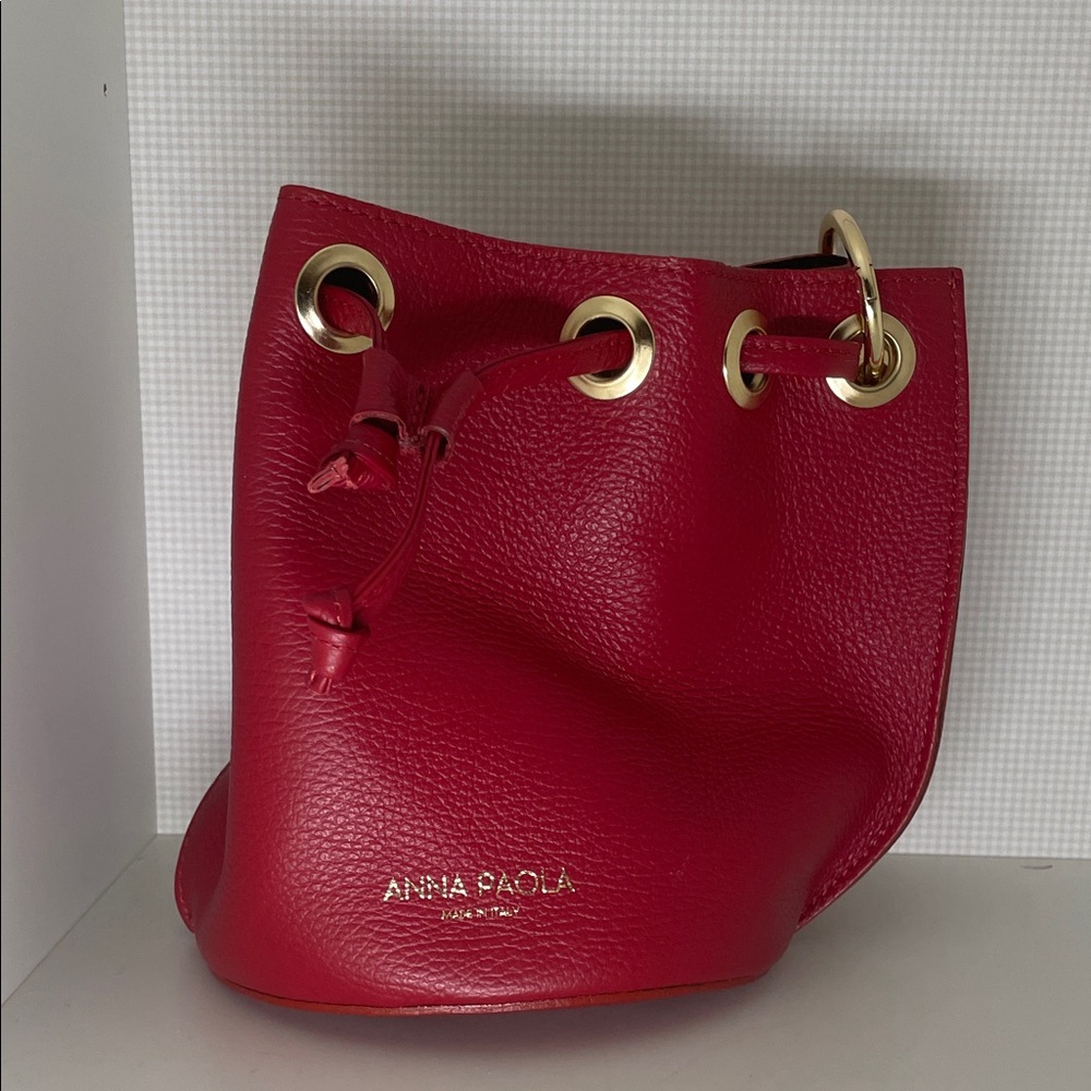 Red Leather Bucket Bag
